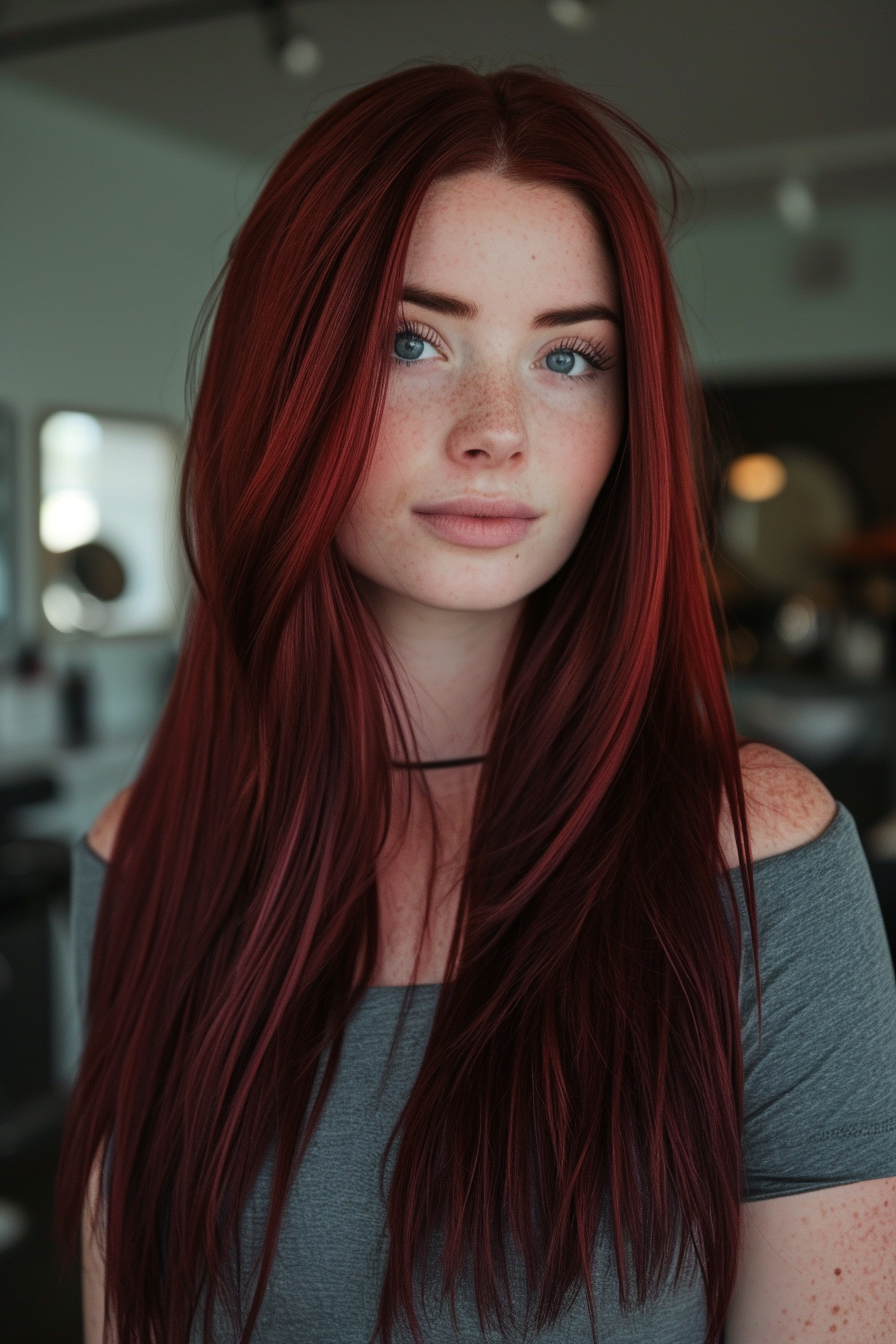 Dark Red Hair Color Ideas 21