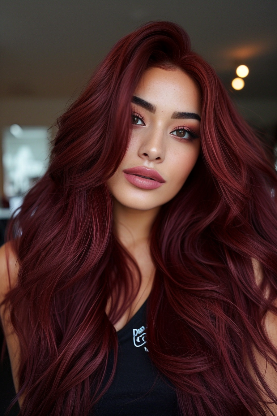 Dark Red Hair Color Ideas 43