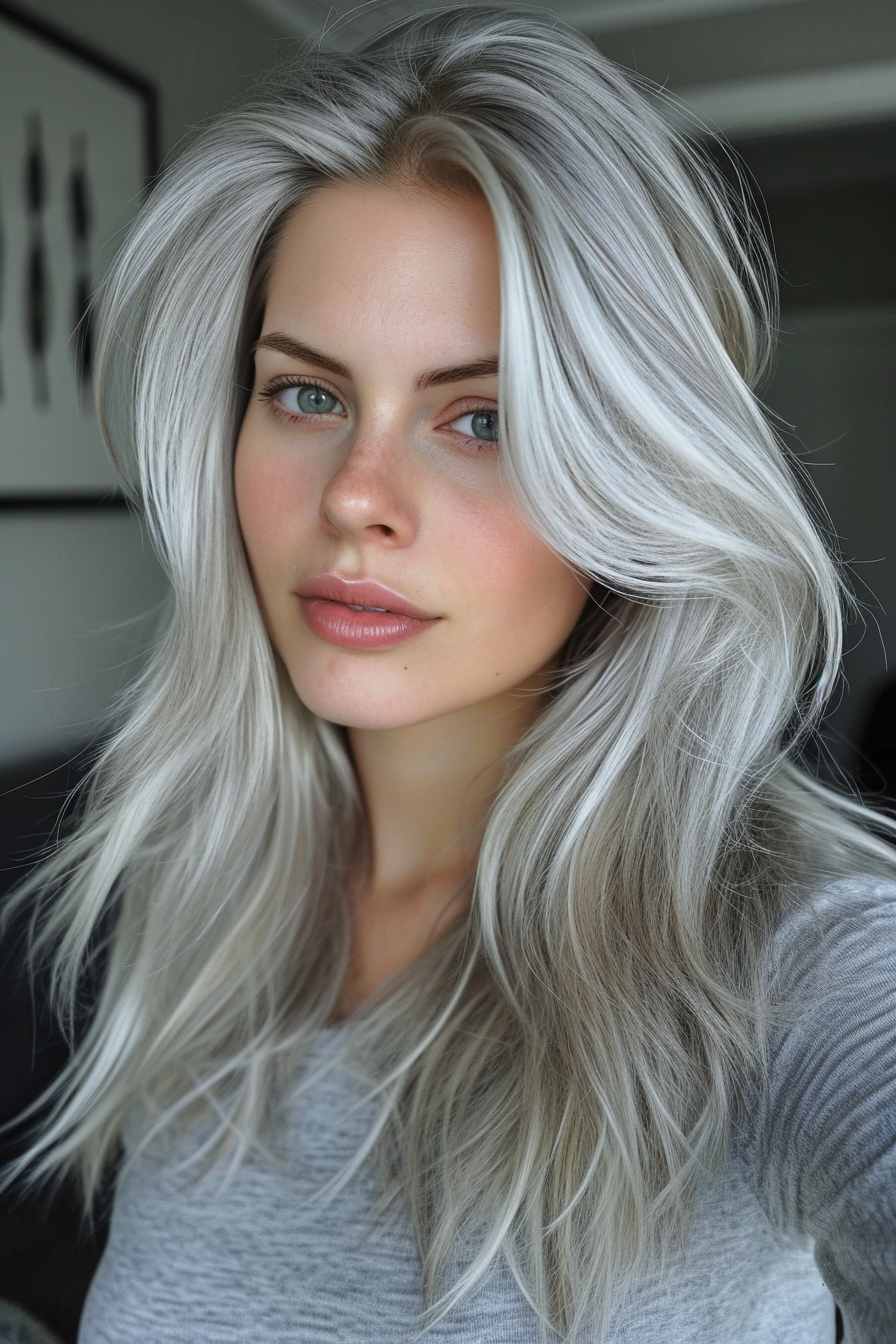 Silver Hair Color Ideas 36
